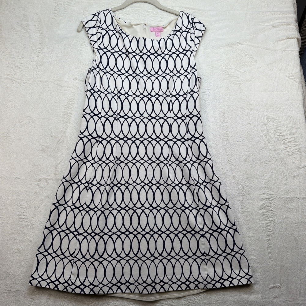 Lilly Pulitzer Dress Sleeveless A‎ Line Geometric Knee Length Medium